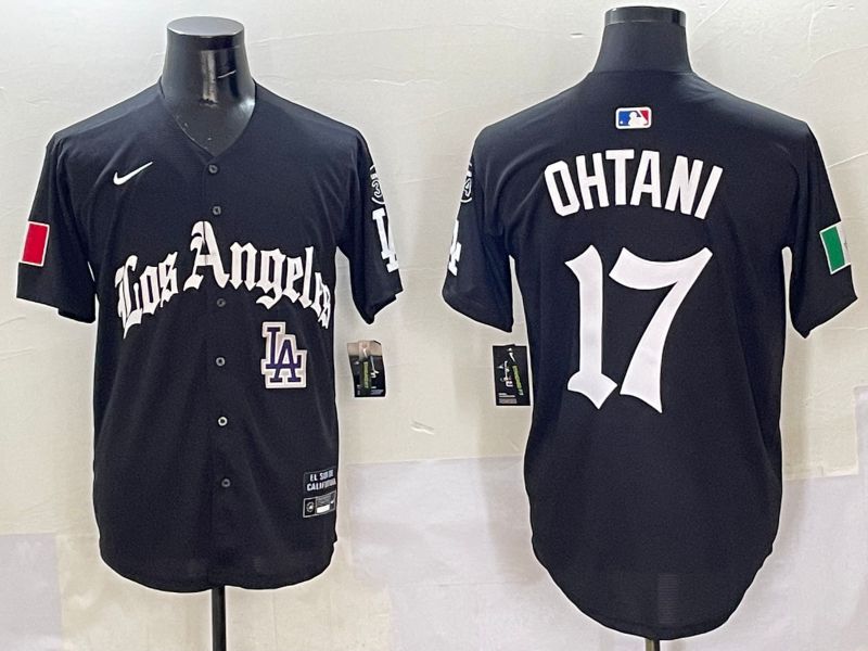 Men Los Angeles Dodgers #17 Ohtani Black Five generations Joint Name 2025 Nike MLB Jersey style 11->chicago bears->NFL Jersey